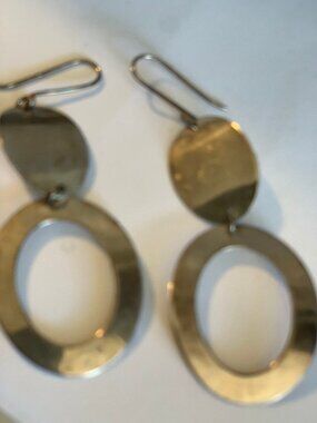 VINTAGE SILVER 925 HOOK DROP DOWN EARRINGS SIZE L 2.5" x W 1"